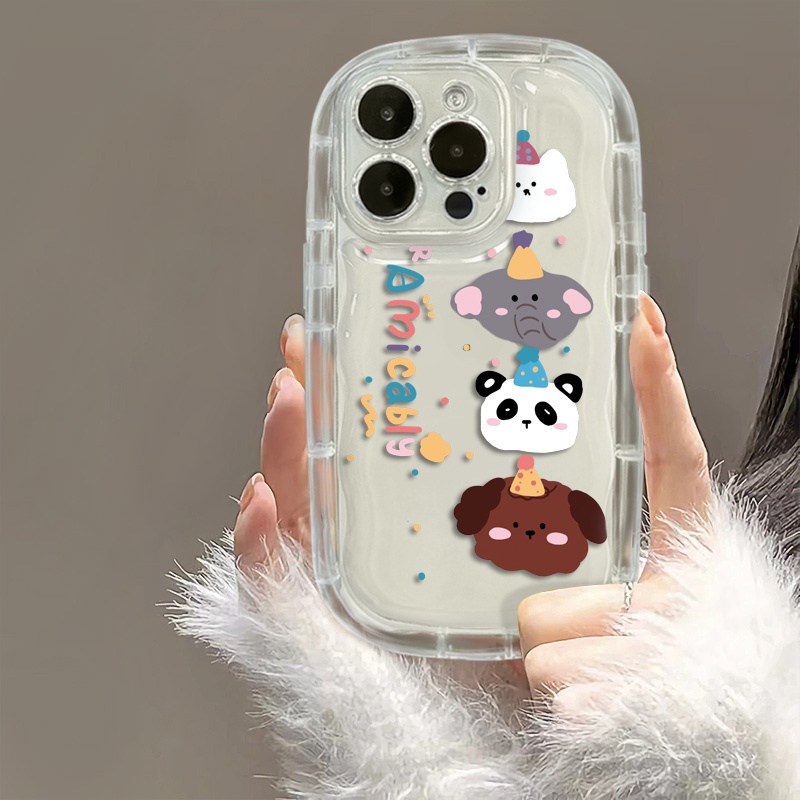 IPHONE Cute Soft Animals Casing Transparan Kompatibel Untuk Iphone14 13 12 11 Pro Max Casing XS X Xr8 +7Plus Silikon Shockproof Phone Cover Cell Precticer