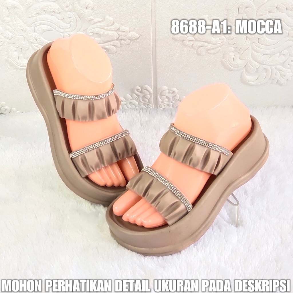 Sandal Selop Wedges 8688 A1 Sendal Wanita Karet Jelly Import Sol Tebal AntiAir SDLWW