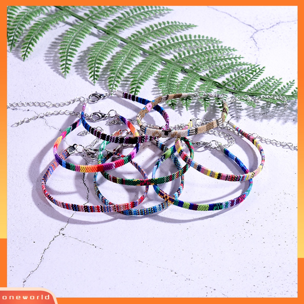 [WOD] 1pasang Gelang Kaki Handmade Braided Colorful Adjustable Wanita Bohemia Pantai Kaki Rantai Gelang Kaki Fashion Perhiasan