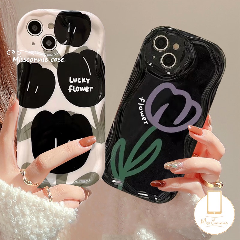 Casing Bunga Mewah Untuk Redmi Note11 10 11s 9 8 10S 12 10Pro Max POCO M3 Redmi A1 9 9T 9A 10A 10 10C A2 9C NFC 3D Wavy Curved Edge Glossy Retro Tulip Floral Soft Tpu Case