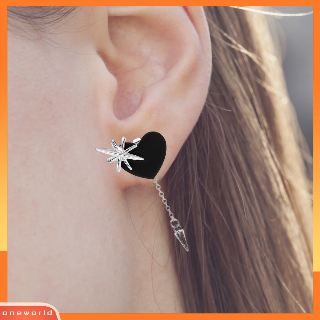 [WOD] 1pasang Drop Earrings Gothic Rantai Panjang Rumbai Hip Hop Kilau Terang Semua Pertandingan Dekorasi Streetwear Wanita Cinta Hati Studs Earrings Fashion Perhiasan Untuk Pacaran