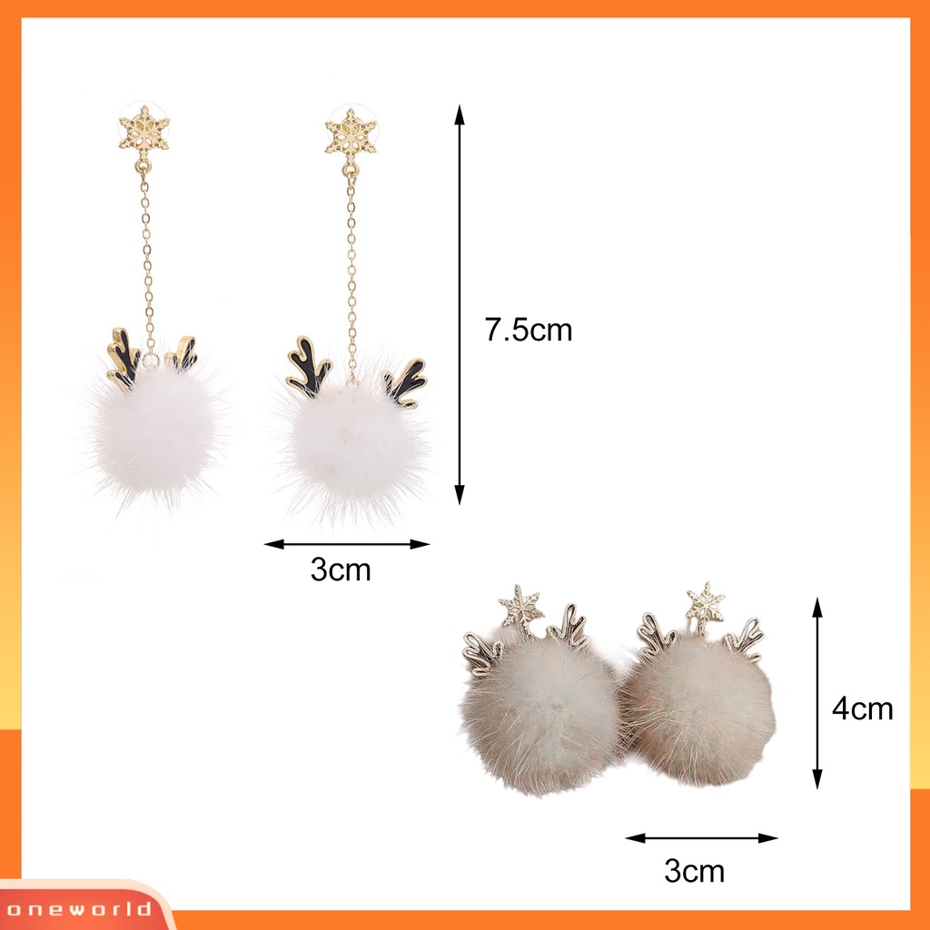 [WOD] 1pasang Drop Earrings Rumbai Desain Bulat Tanduk Rusa Ditiru Rambut Mink Geometris Wanita Earrings Untuk Pacaran