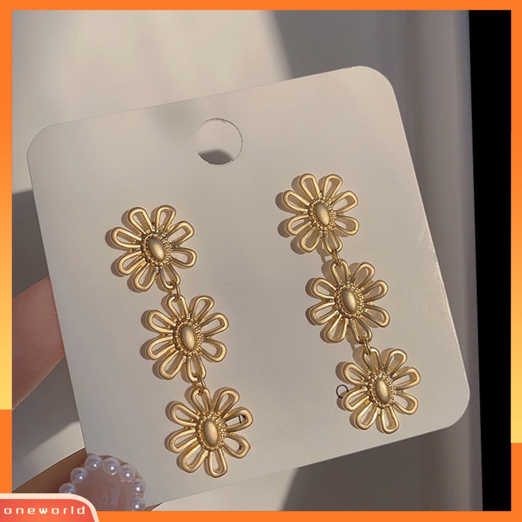 [WOD] 1pasang Anting Pejantan Vintage Panjang Temperamen Berongga Keluar Geometris Hias Hadiah Wanita Gadis Bunga Liontin Drop Earrings Perhiasan Untuk Pakaian Sehari-Hari