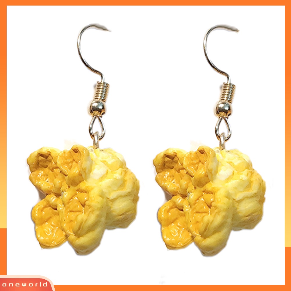 [WOD] Lucu Wanita Popcorn Makanan Menjuntai Klip Telinga Kait Anting Pesta Club Perhiasan Hadiah