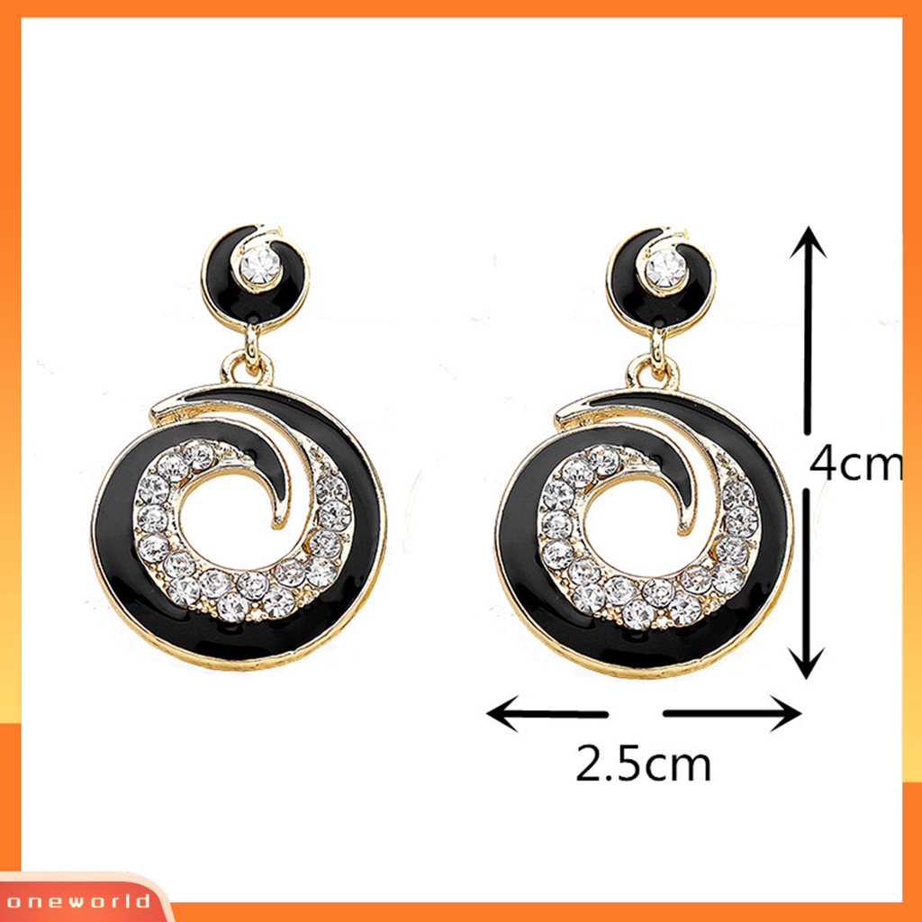 [WOD] 1pasang Anting Wanita Berlian Imitasi Warna Kontras Anting Drop Stainless Bulat Untuk Pacaran