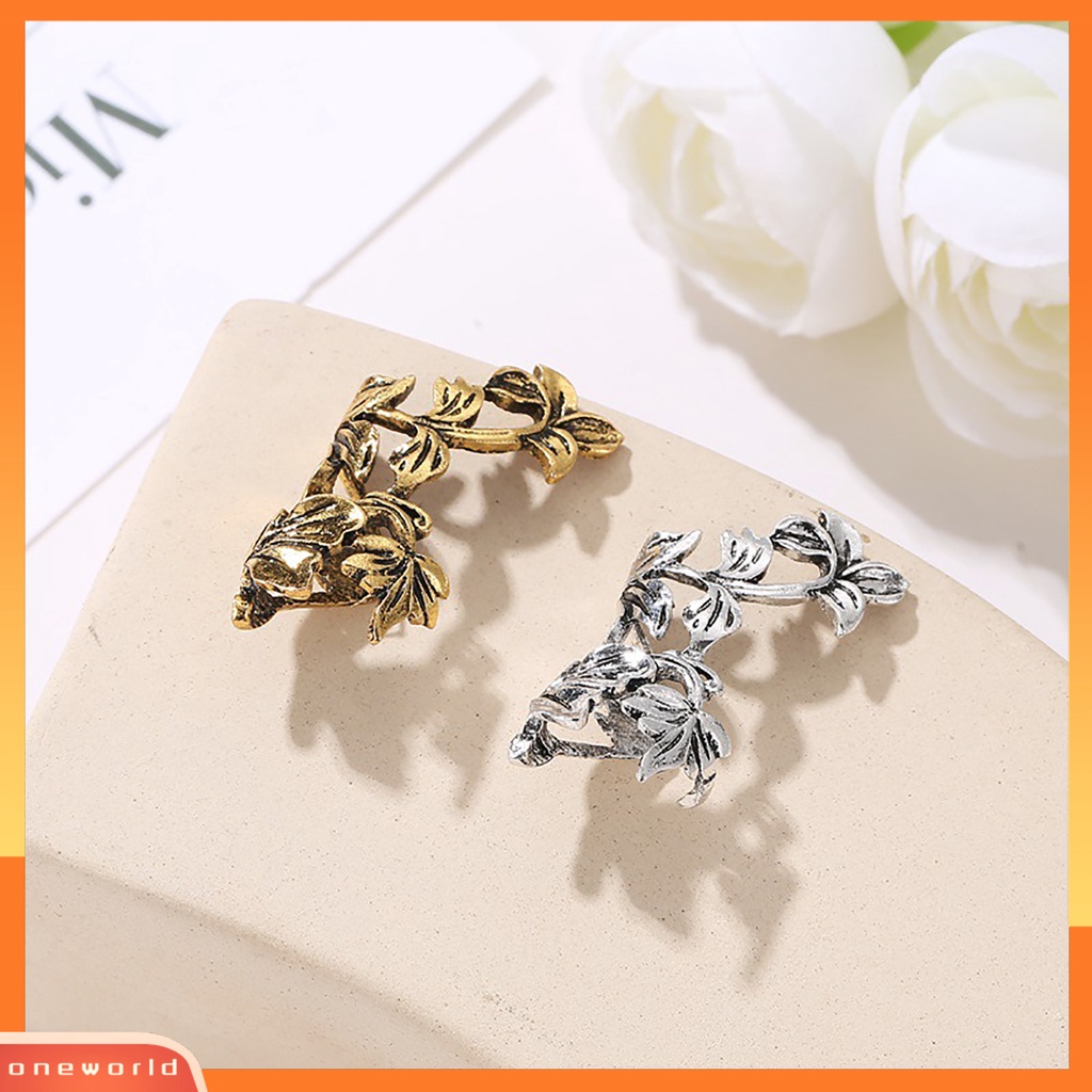 [WOD] 1pc Fashion Wanita Bentuk Daun Ear Stud Cuff Clip On Non Piercing Earrings Jewelry