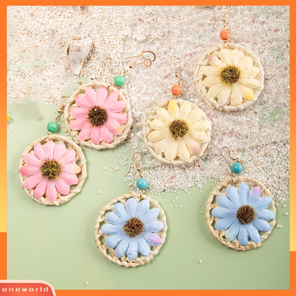 [WOD] 1pasang Drop Earrings Lingkaran Bunga Wanita Gaya Liburan Anting Geometris Perhiasan Hadiah