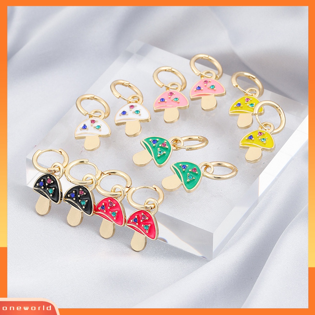 [WOD] 1pasang Anting Wanita Menjuntai Perhiasan Lapis Jamur Warna Permen Ear Buckle Earrings Untuk Pesta