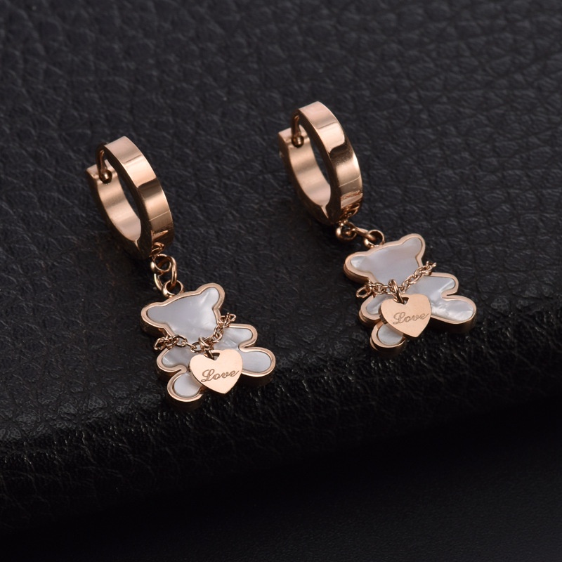 Anting hoop beruang love titanium stainless steel 316L harga grosir bisa cod bayar di tempat