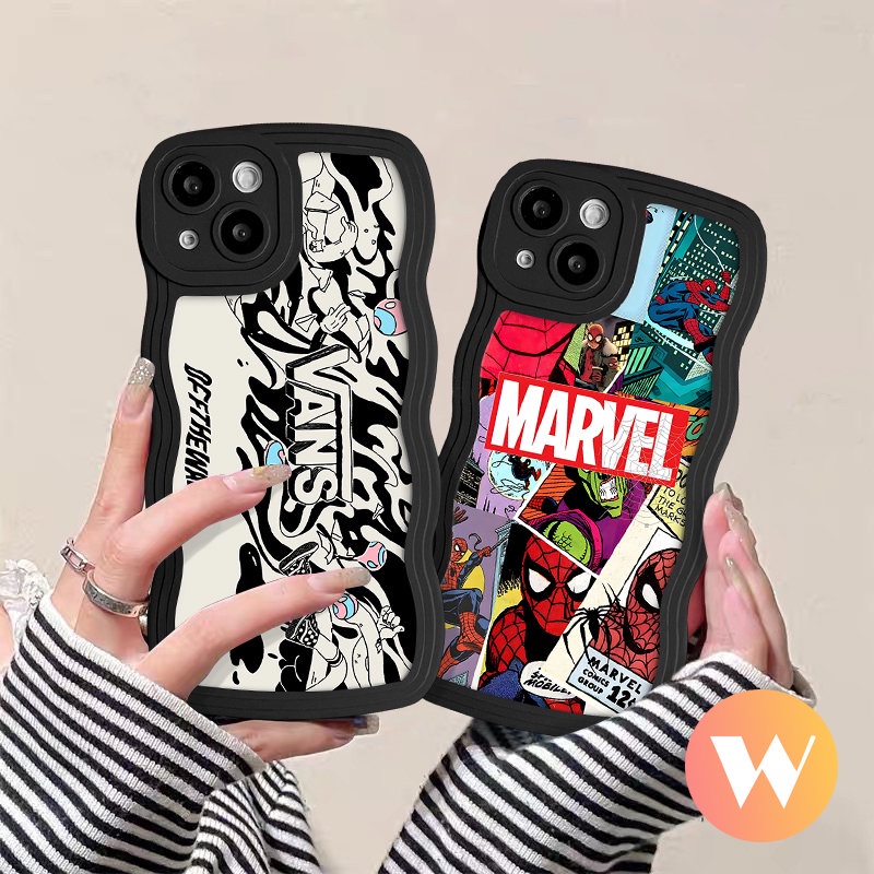 Casing Tepi Bergelombang Untuk Infinix Hot12 11 10 9 Play Smart4 6 5plus Note12 G96 10 Pro Hot 8 20 20s 11s 12i 10s 9 10 10Lite 12 Pro Graffiti Trendy Anime M.ARVEL V.ANS Soft Tpu Sarung