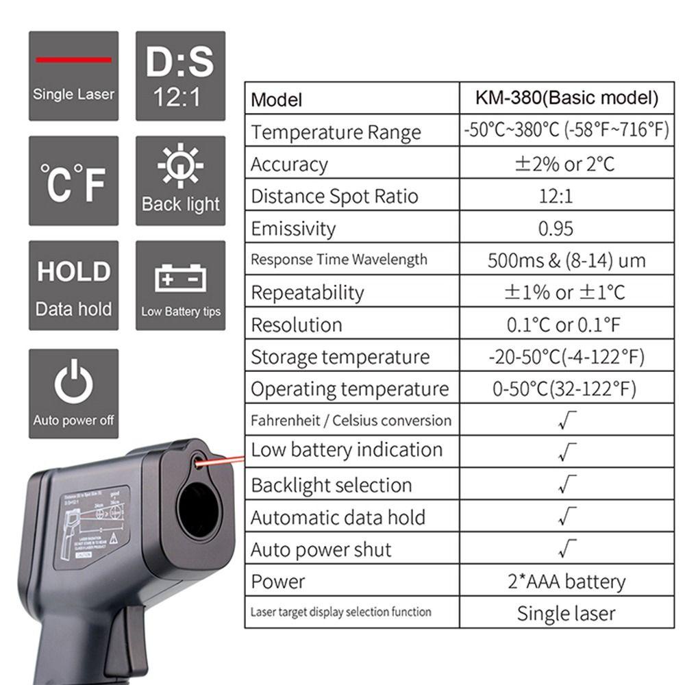 TOP Termometer Infrared Digital BBQ Makanan Untuk Masak Dapur Handheld Non Contact -58℉ ~ 716℉ (-50℃ ~ 380℃)