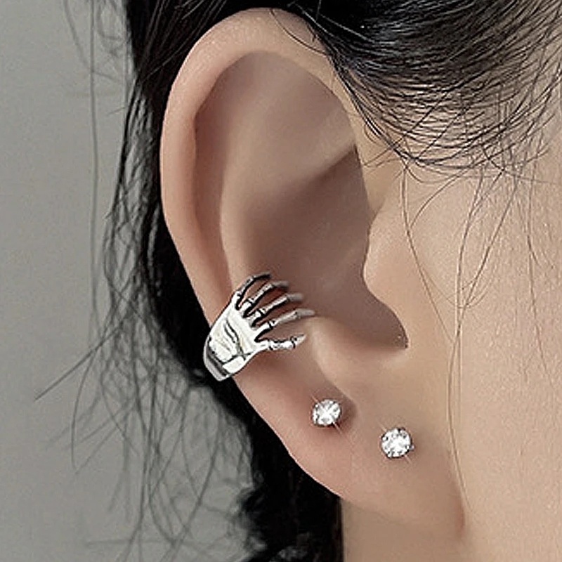Fashion Tengkorak Tangan Tulang Tulang Belakang Telinga Tulang Klip/ Kepribadian Gaya Punk Anting/ Wanita Tanpa Tindik Telinga Perhiasan Hadiah