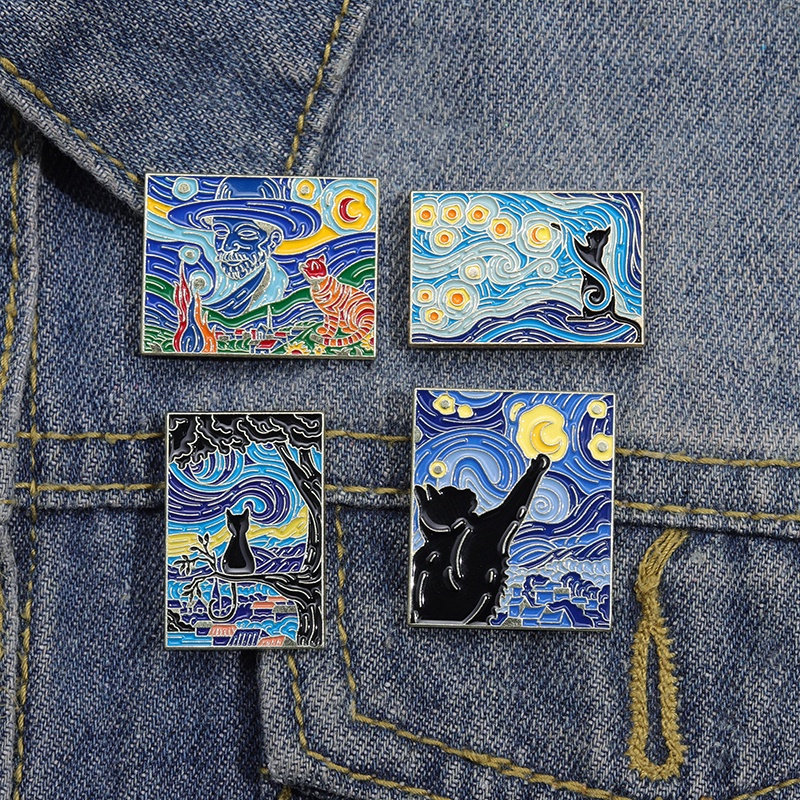 Van Gogh Lukisan Minyak Enamel Pin Bros Langit Berbintang Galaxy Artis Lukisan Pin Bros Kerah Lencana Famouns Perhiasan Hadiah Untuk Teman