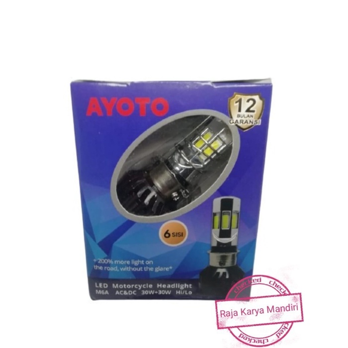 Lampu Motor Depan LED Headlamp AYOTO 6 Sisi AC DC motor Bebek Metic Sa