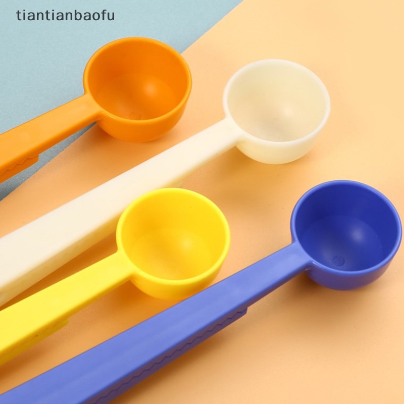 [tiantianbaofu] Sendok Gelas Takar Kopi Teh 2in1 Dengan Klip Tas Portabel Perlengkapan Dapur Butik