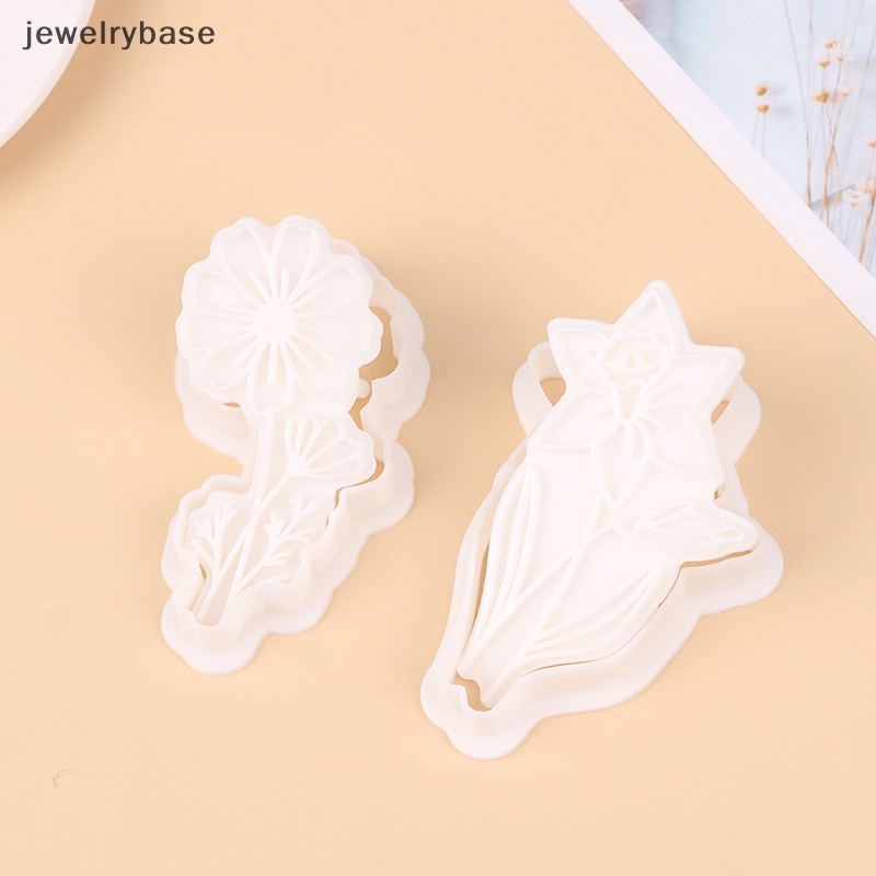 [jewelrybase] Cetakan Kue Kering Bentuk Bunga Ditekan Tangan Cookie Mold Dekorasi Kue Baking Tool Butik