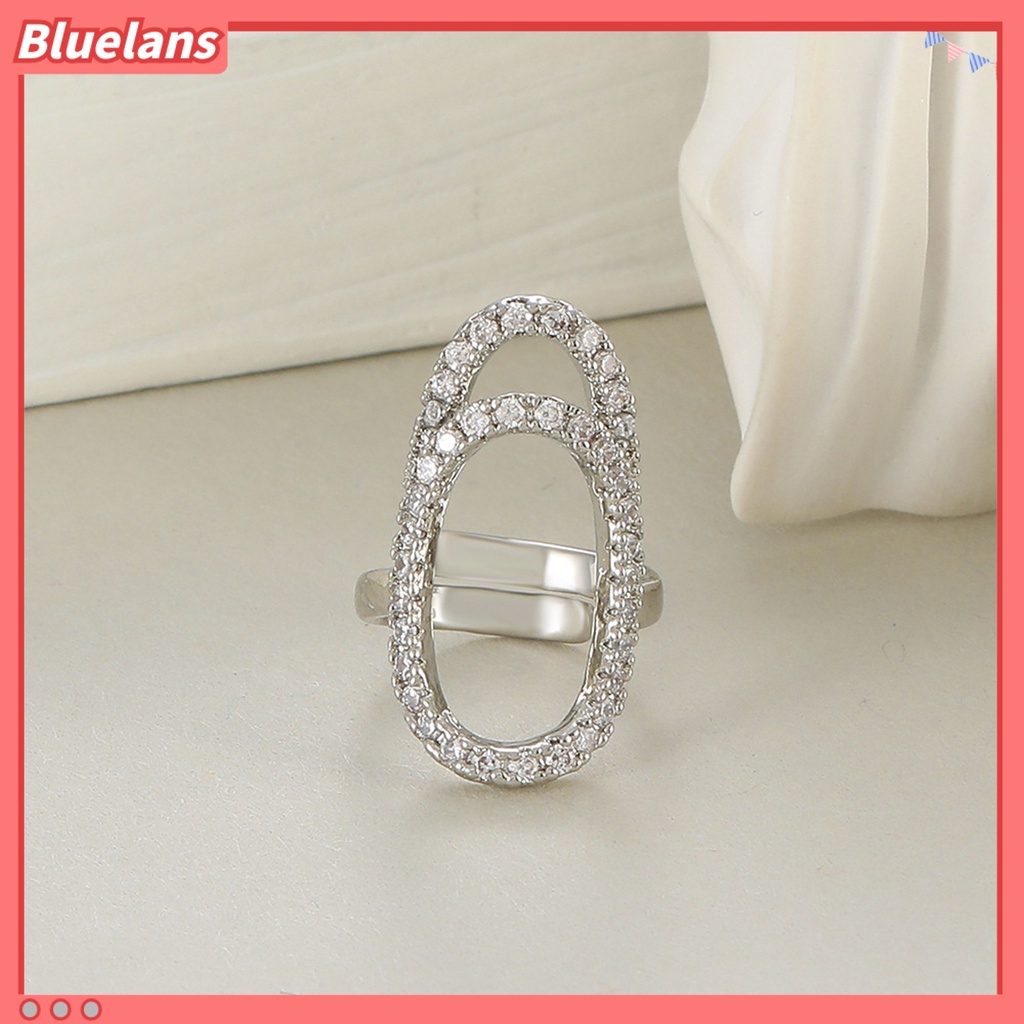 [BLS] Cincin Kuku Berongga Berlian Imitasi Mengkilap Hias Berkilau Pembukaan Yang Dapat Disesuaikan Geometris Manicure Joint Ring Wanita Pesta Perhiasan Hadiah Untuk Pacar