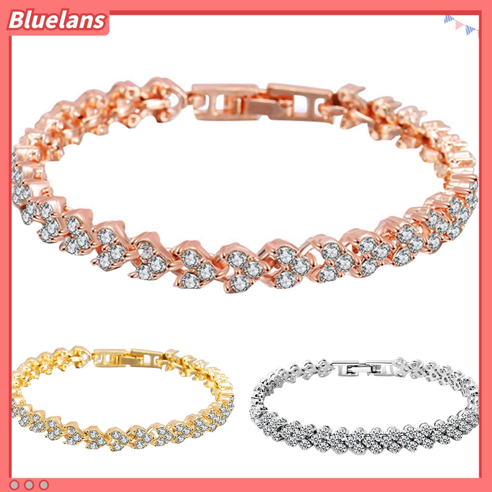 [BLS] Wanita Fashion Berlian Imitasi Penuh Bertatahkan Gelang Bangle Hadiah Perhiasan Pesta Pernikahan