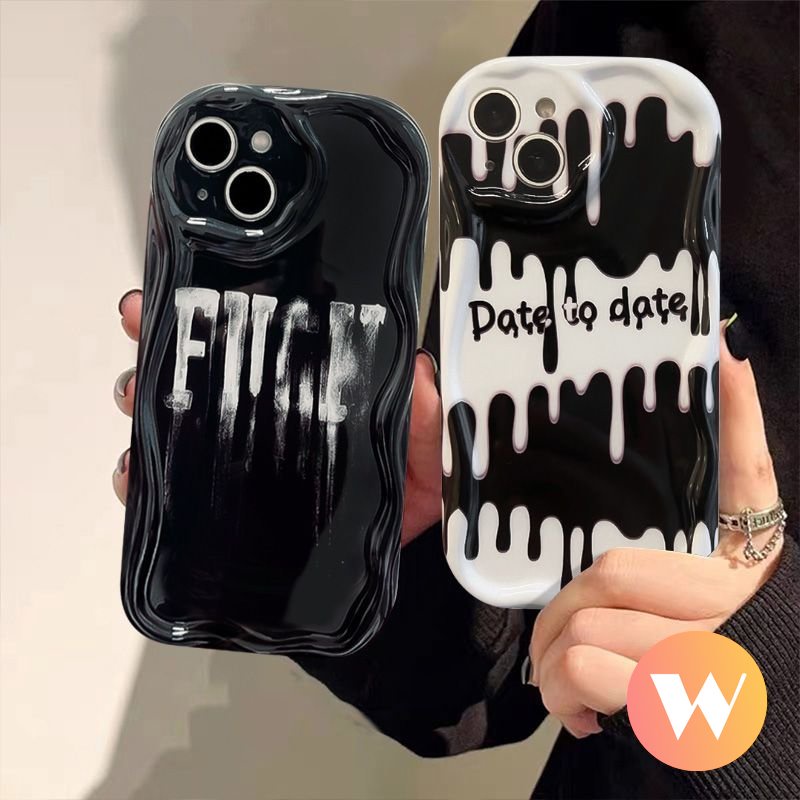 Casing Tepi Melengkung Bergelombang 3D Untuk Realme C12 C15 C55 C33 C3 C21Y C25Y C21 C35 C25 C25s C11 7i 5i 56 C17 C20 C20A C11 2021 C31 C30 Trendy Personal Huruf Inggris Ice Cream Glossy Case