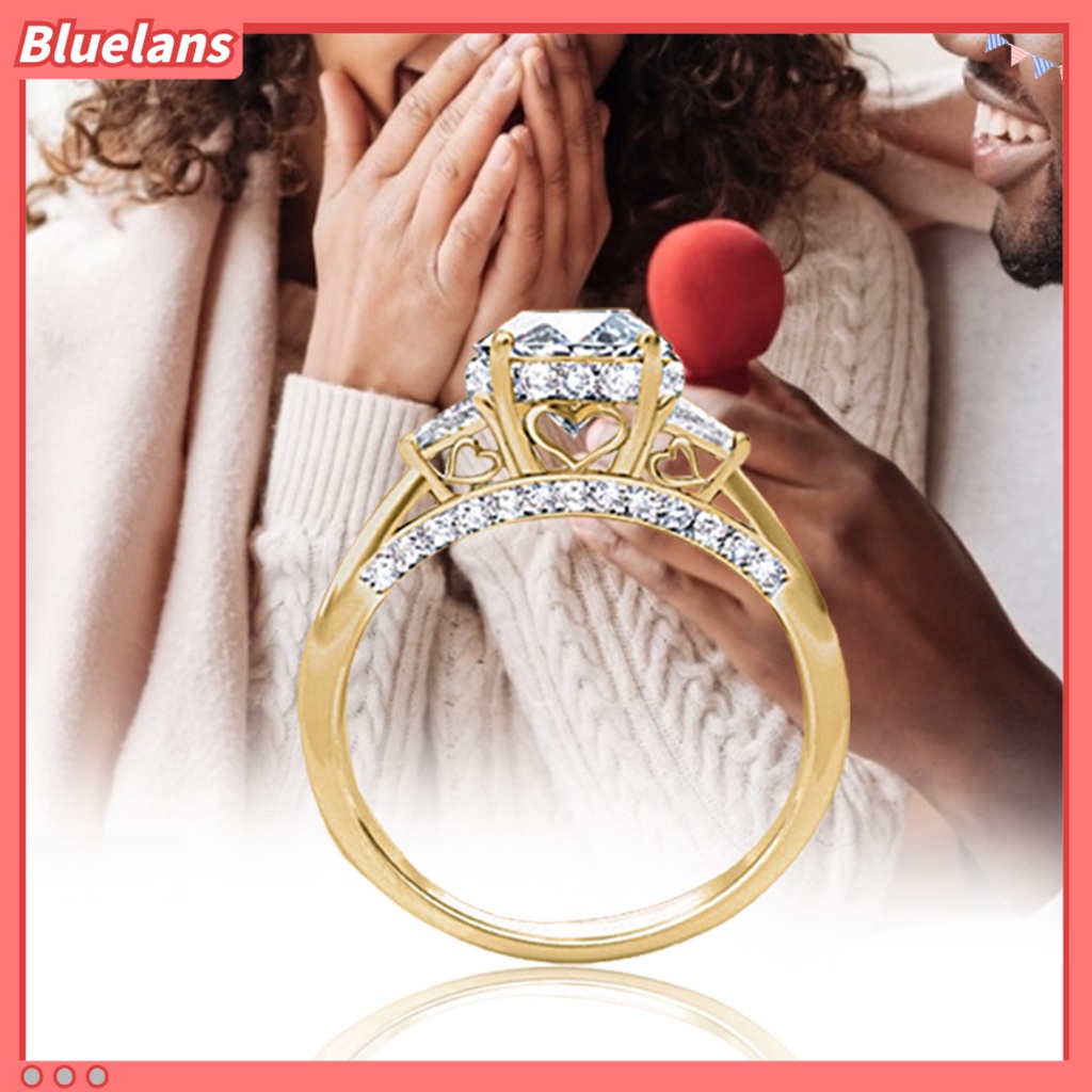 [BLS] 2pcs Cincin Kreatif Hadiah Valentine Alloy Wanita Cubic Zircon Hias Ring Untuk Pernikahan