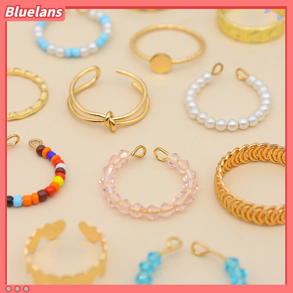 [BLS] 12pcs/set Mutiara Imitasi Multicolor Beads Knuckle Rings Bukaan Hati Simpul Wanita Knuckle Rings Perhiasan Aksesoris