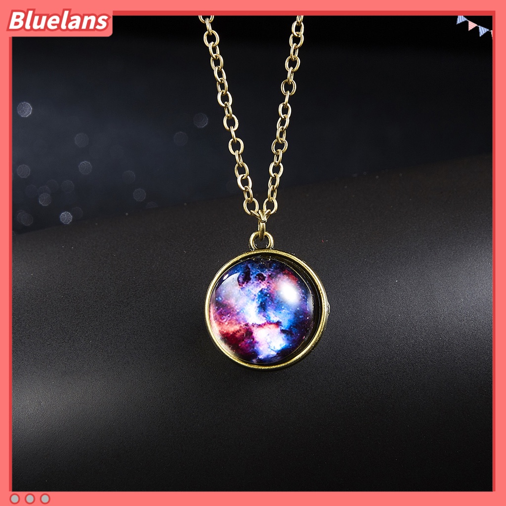 [BLS] Liontin Kalung Kepribadian Dua Sisi Glow in The Dark Vintage Colorful Galaxy Bola Kaca Kalung Perhiasan Aksesori