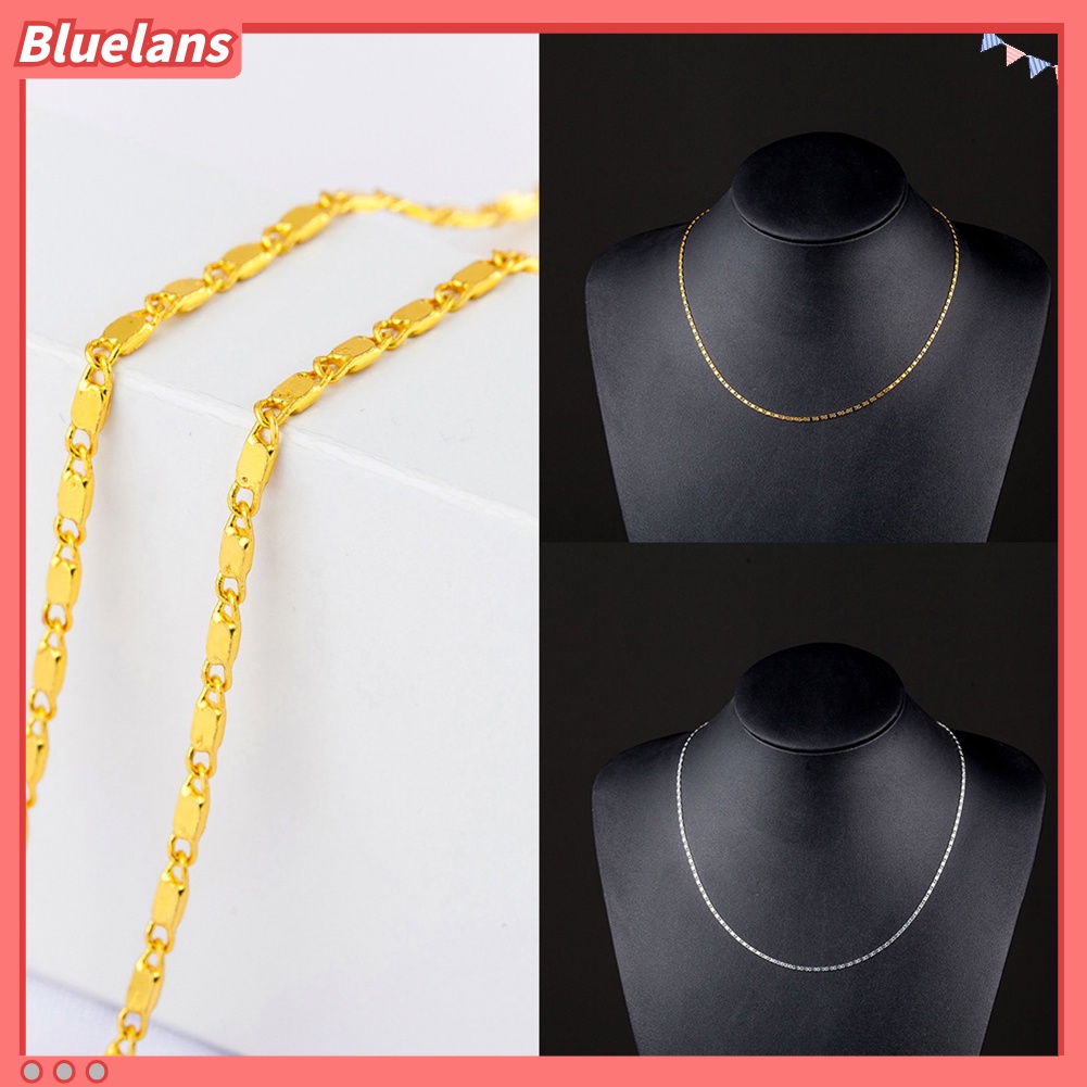 [BLS] 16-30 inch 2mm Keren Wanita Pria Flat Link Rantai Kalung Fashion Perhiasan Aksesori