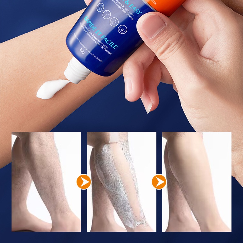 Cream Penghilang Bulu Jenggot Pria Krim Perontok Bulu Brewok Permanen Men's Hair Removal Cream-60Gr