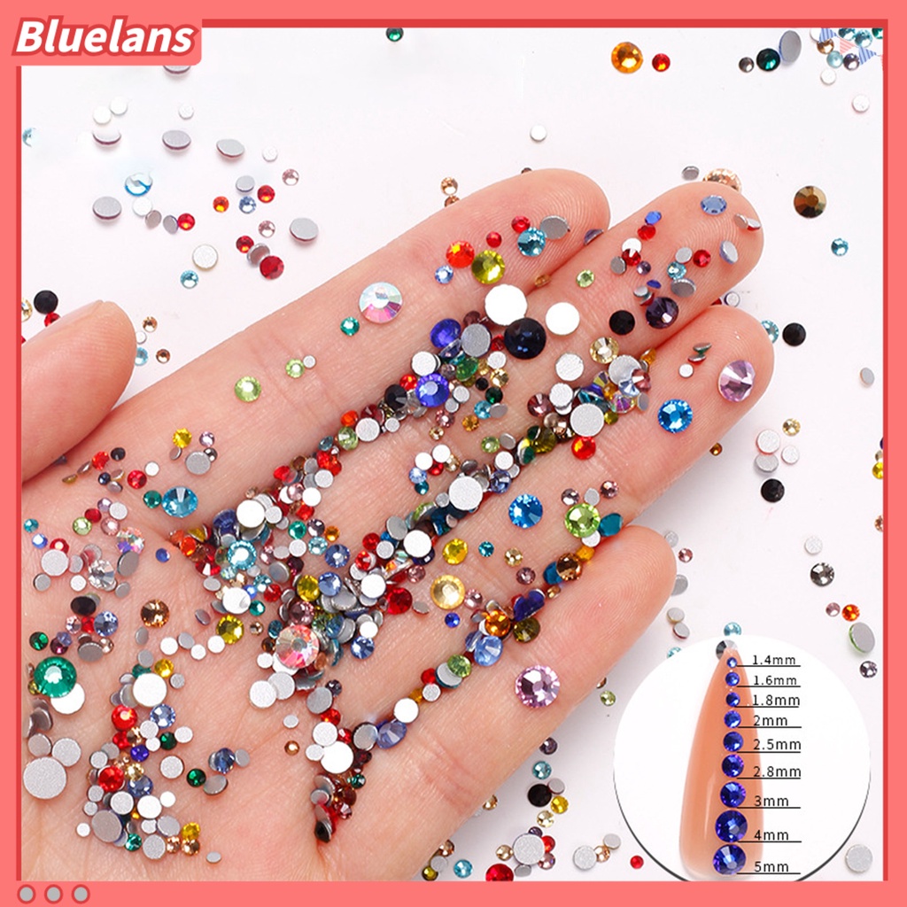 [BLM] 1440pcs /Bag Dekorasi Kuku Indah DIY Ringan Flat Bottom Rhinestones Hiasan Kuku Untuk Wanita