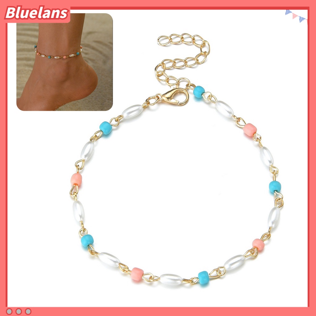 [BLS] Pesona Gelang Kaki Manik-Manik Warna-Warni Tidak Luntur Adjustable Dipanjangkan Rantai Indah Menghias Kepribadian Kaki Perhiasan Kaki Barefoot Gelang Perhiasan Aksesori