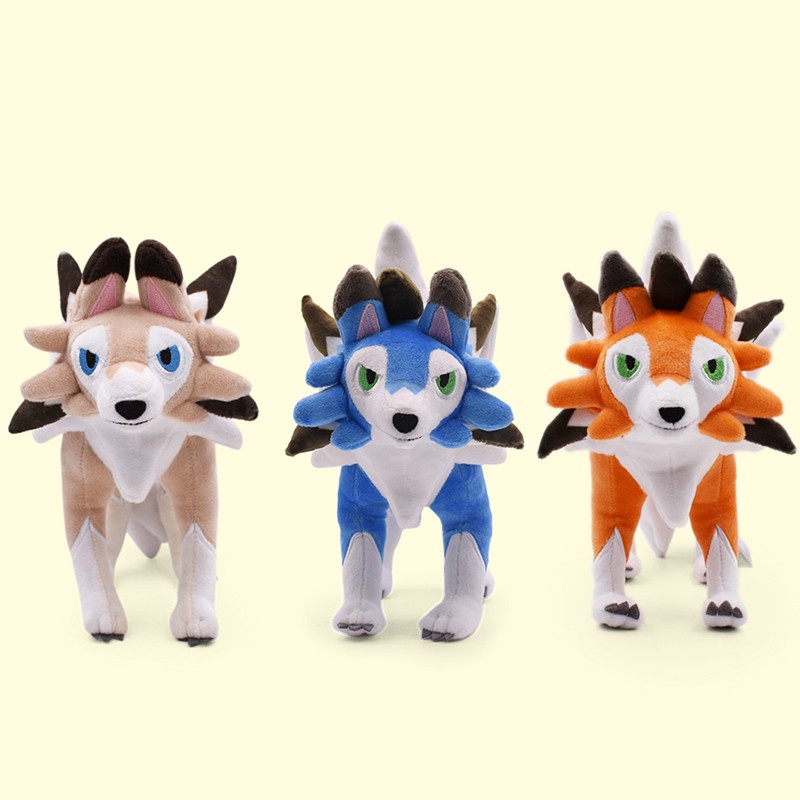 25cm Pokemon Lycanroc Plush Boneka Lucu Siang Senja Dari Rockruff Gog Dekorasi Model Elf Pokemon Go Mainan Untuk Anak-Anak