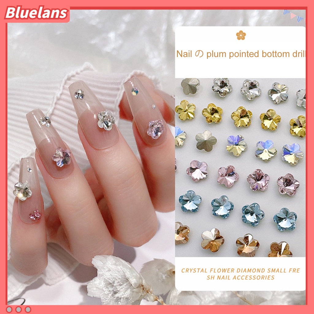 [BLM] 10 Pcs Kuku Berlian Imitasi Bersinar Tiga Dimensi Tidak Jatuh Mempesona Efek Visual DIY Mini Manicure Plum Blossom Faux Crystal Manicure Store Supply