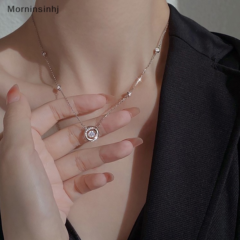 Mornin Kalung Liontin Kristal Hollow Fashion Korea Rantai Warna Silver Untuk Wanita Pernikahan Perhiasan Aesthetic id