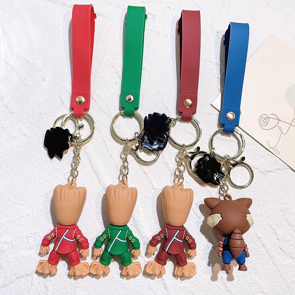 NEEDWAY Needway Galaxy Guard Gantungan Kunci Cute Kawaii Key Ring Gantungan Kunci Tokoh Anime Groot Fun Decorative Marvel Keyring