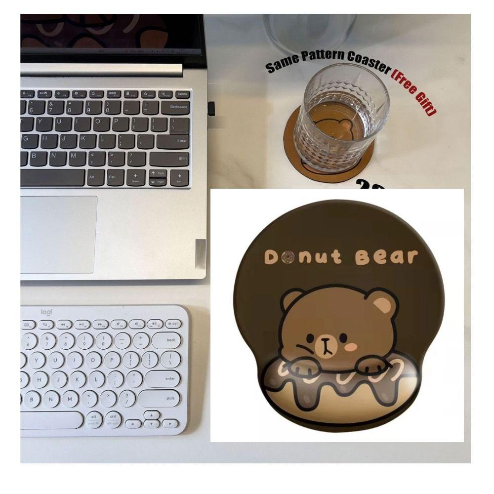 Populer Mouse Pad Typing Lucu Coklat Lembut Non-Slip Base Gel Mice Pad