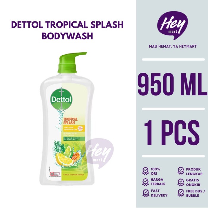 SABUN MANDI CAIR 950GR DETTOL TROPICAL SPLASH BODY WASH 950 GR HARUM