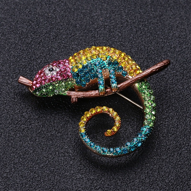 Bros Bunglon Cicak Besar Pin Jas Hewan Berlian Imitasi Perhiasan Fashion Enamel Aksesoris