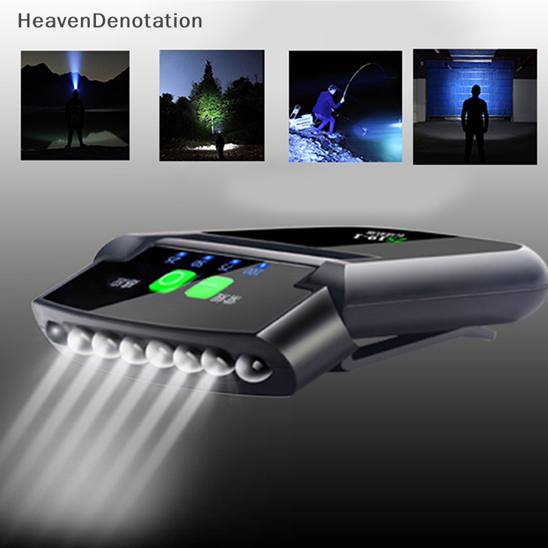 [HeavenDenotation] Led Headlight Rechargeable Cap Clip Light Lampu Induksi Untuk Berkemah Di Luar Ruangan HDV