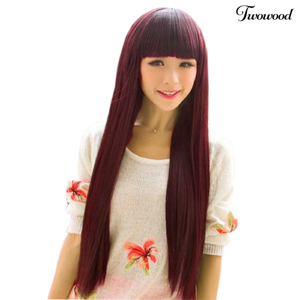 Twowood Wig Natural Soft Long Hair Extension Berbagai Warna Wig Cosplay Untuk Pakaian Sehari-Hari