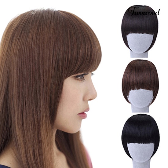 Twowood Pretty Girl's Clip on/in Poni Rapi Lurus Palsu Bob Style Fringe Sopak