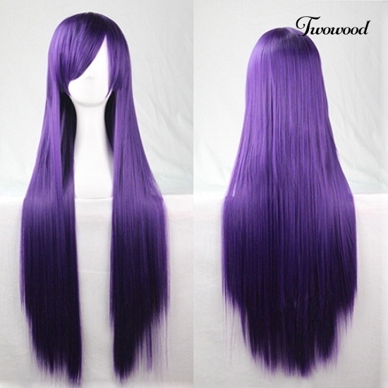 Twowood Wanita Fashion Panjang Anime Wig Cosplay Pesta Wig Penuh Lurus Rambut Ekstensi