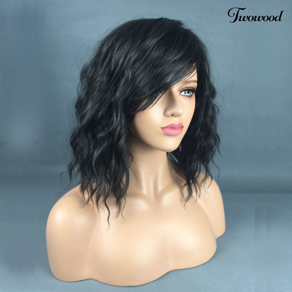 Twowood Fashion Wig Gelombang Pendek Serat Sintetis Menawan Wanita Pesta Harian Sopak