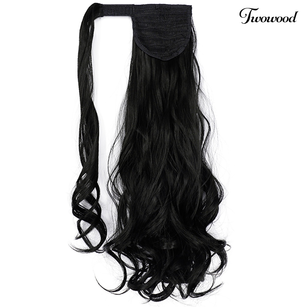 Twowood 18inci Serat Sintetis Klip in Wavy Curly Ponytail Wig Hair Extension Sopak