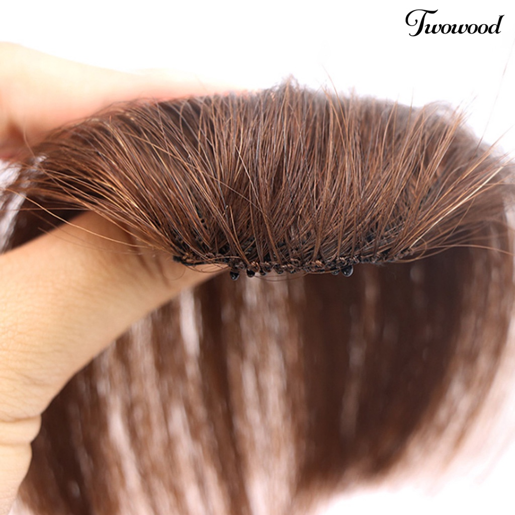 Twowood Wig Breathable Halus Serat Suhu Tinggi Tumpul Depan Fringe Wig Untuk Anak Perempuan