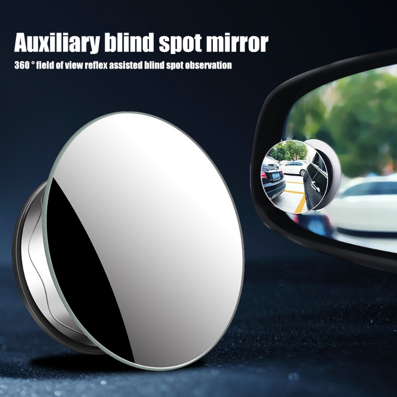 2pcs Mobil Suction Cup Glass Spion Convex Mirror/Tipe Sedot Bingkai Bulat Reverse Wide Angle 360derajat Tambahan Blind Spot Mirror Aksesoris Mobil