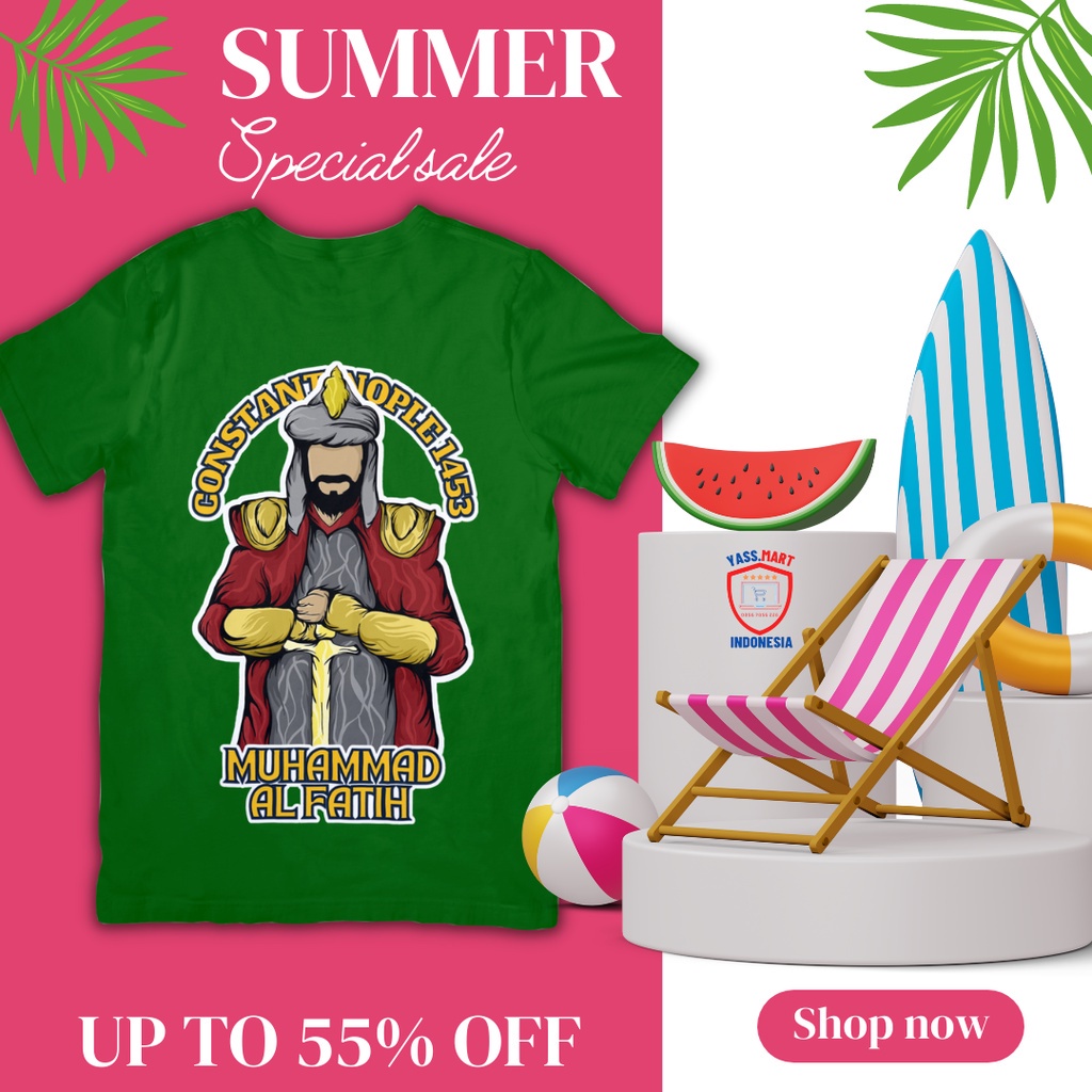 BAJU KAOS MUHAMMAD AL FATIH LENGAN PENDEK KAOS DAKWAH ANAK ISLAMI TSHIRT SULTAN AL FATIH 1453 Usia 1