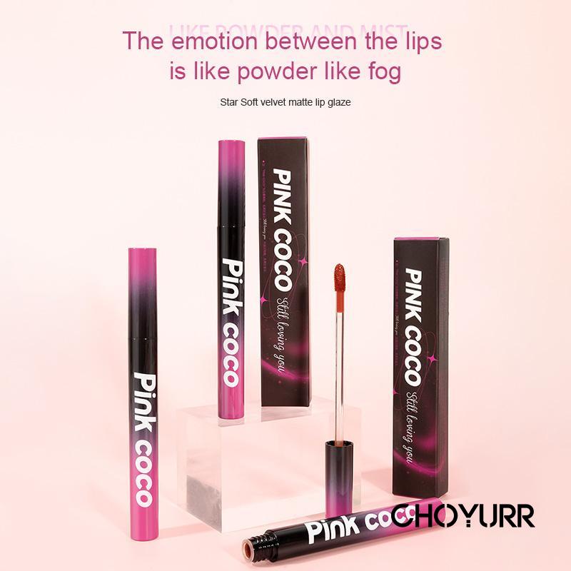 【COD】PINK COCO Lip Glaze Velvet Matte Lip Glaze Non Stick Cup Lipstik Tahan Lama-CH