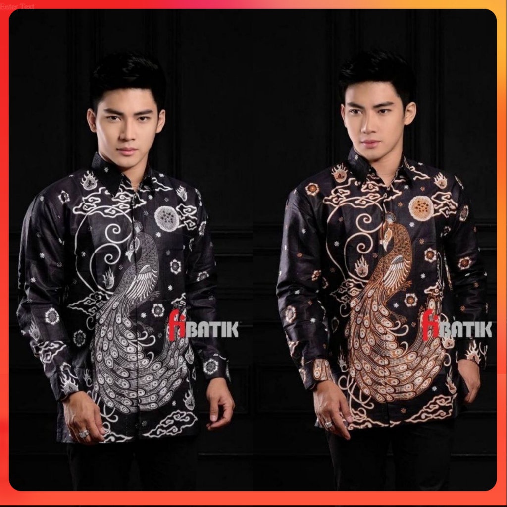 Kemeja Batik Pria Lengan Panjang BATIK HRB026 motif KERATONAN Kode 002 size M L XL XXL Reguler