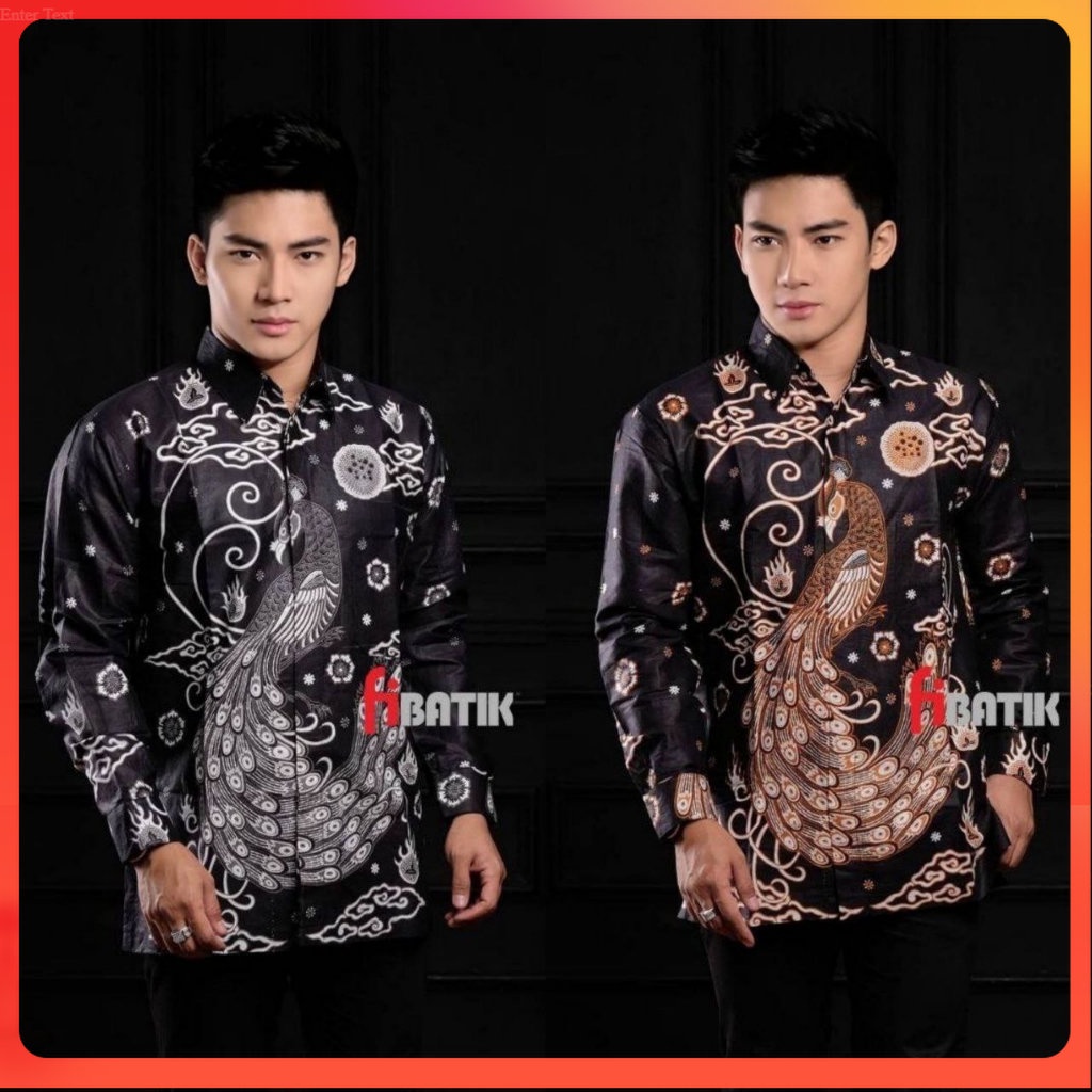 Kemeja Batik Pria Lengan Panjang BATIK HRB026 motif KERATONAN Kode 002 size M L XL XXL Reguler