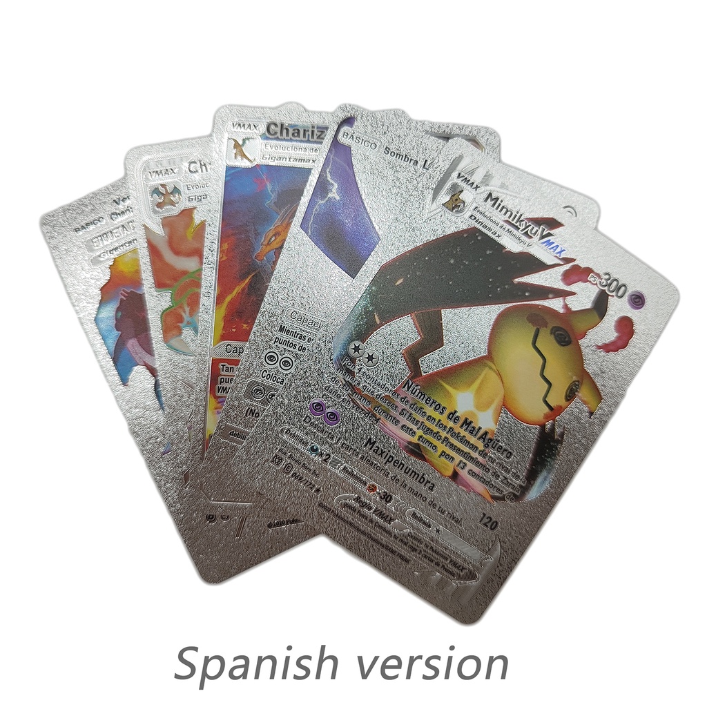 54 Pcs 27 Pcs Kartu Pokemon Spanyol Metal Hitam Emas Charizard Pikachu Game Card Battle Collections Mainan Untuk Anak Dewasa